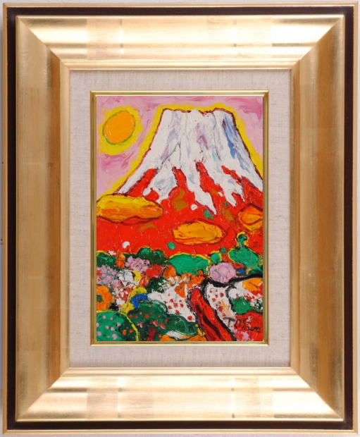 富士山の絵画を油絵で描いた大沢武士の富士山の絵画「赤富士・32」をご購入