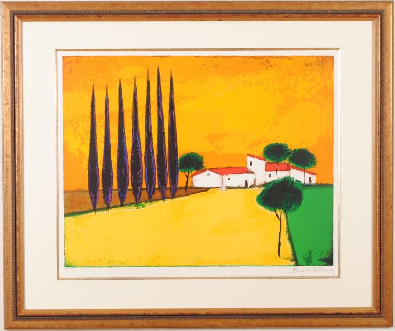 真作 ロジェ・ボナフェ 油彩 ひつじ雲 額縁付 RogerBonafe 真作 ロジェ