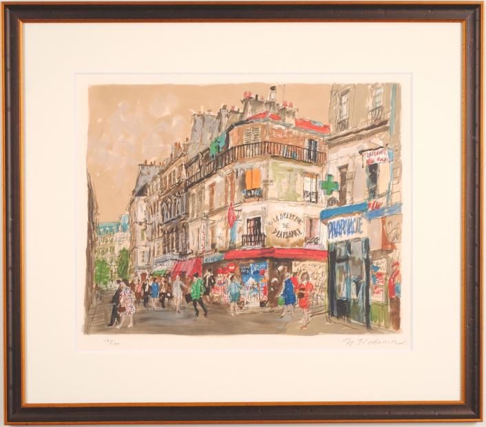 児玉 幸雄、【朝市のモンマルトル】、希少画集・額装画、状態良好