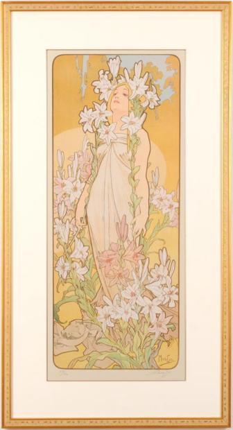 アルフォンス・ミュシャ 版画 女性と花 アルフォンス・ミュシャの複製