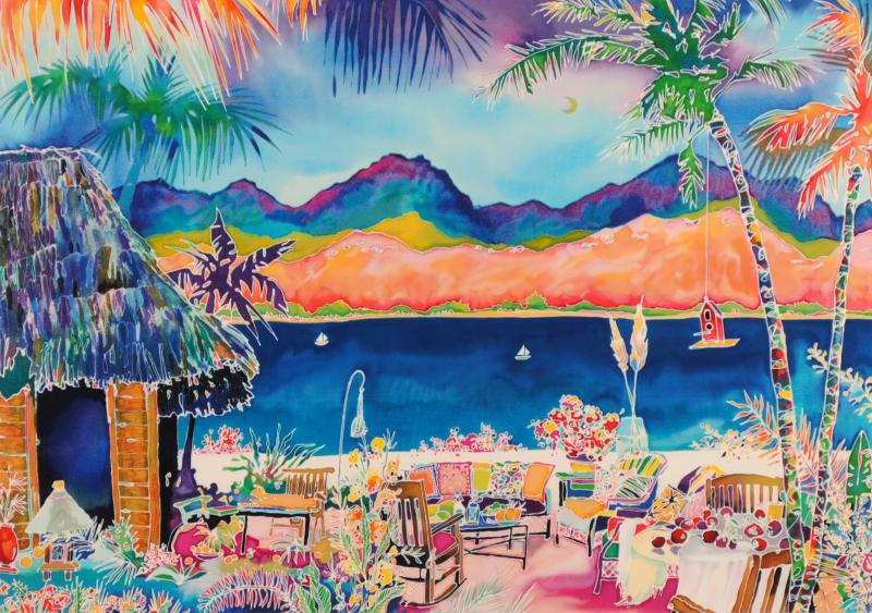 ジェニファー・マークスがシルクスクリーンの版画で制作した海の絵画