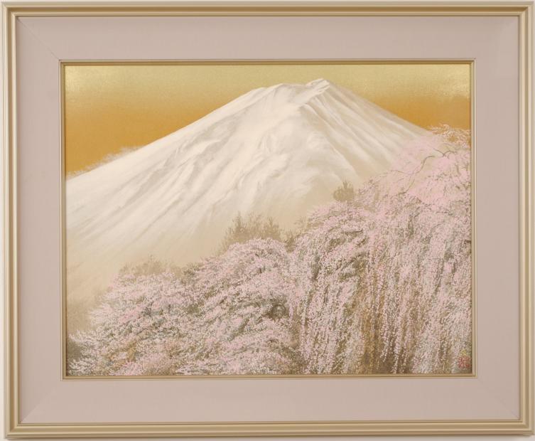 富士山の絵画をリトグラフの版画で制作した清水規の富士山の和の絵