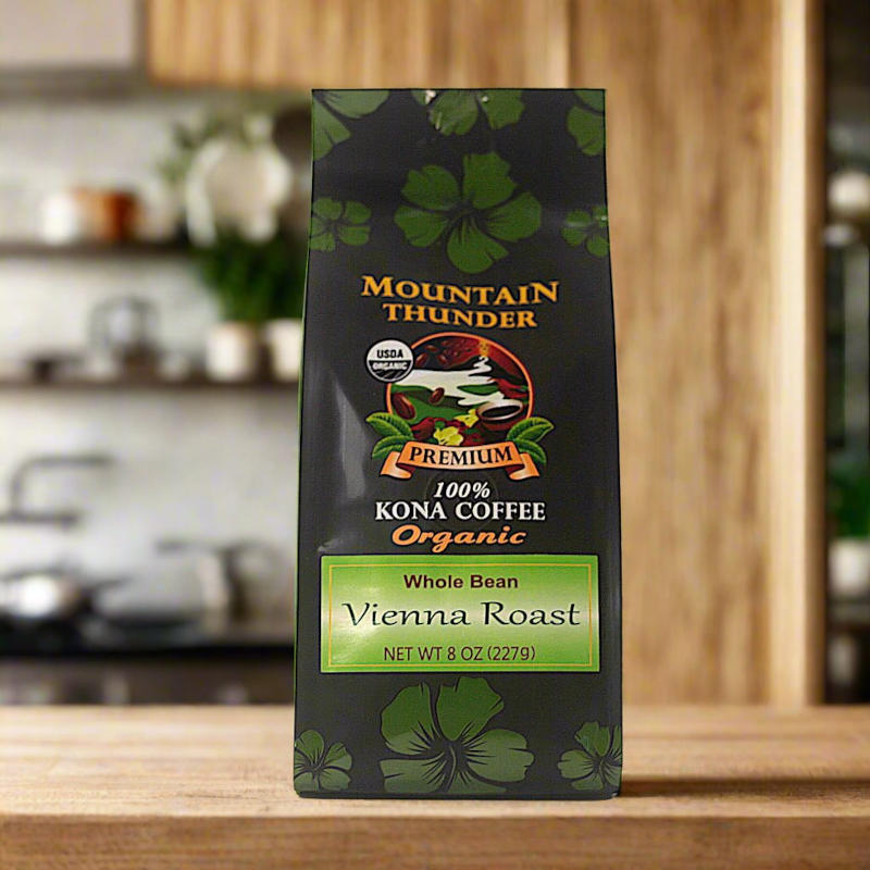 Organic 100% Kona Coffee 8oz Vienna Roast – Mountain Thunder Coffee