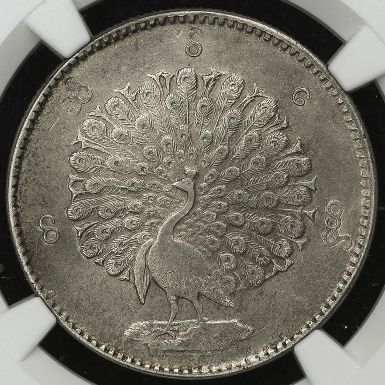 BURMA ビルマ(ミャンマー) Kyat銀貨 CS1214(1852) NGC-UNC Details