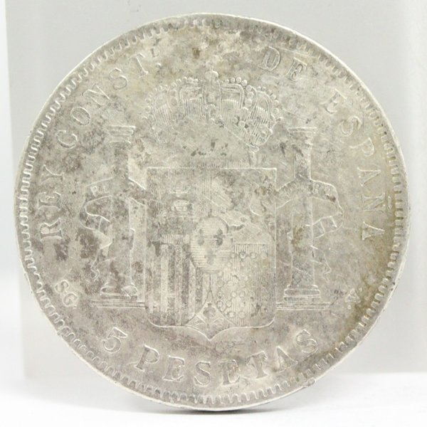 NGC AU53 スペイン アルフォンソ13世5ペセタ 銀貨1898 外国 古銭