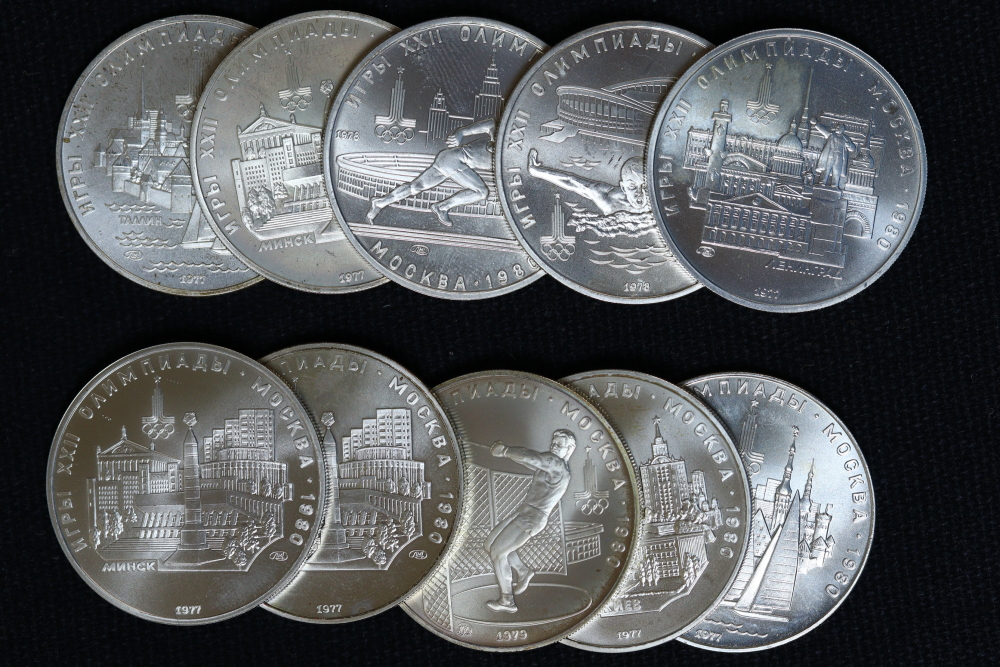 ソ連 5ルーブル銀貨 モスクワ五輪記念 10枚セット SV900 地金銀貨