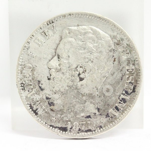 1871年 スペイン 5ペセタ銀貨（アマデオ1世） スペイン 1871年 5ペセタ