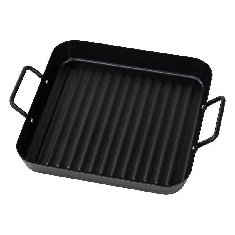 ガスでもIHでも使える 鉄製角型プレート ウェーブ 25×25cm ｜ ミスター