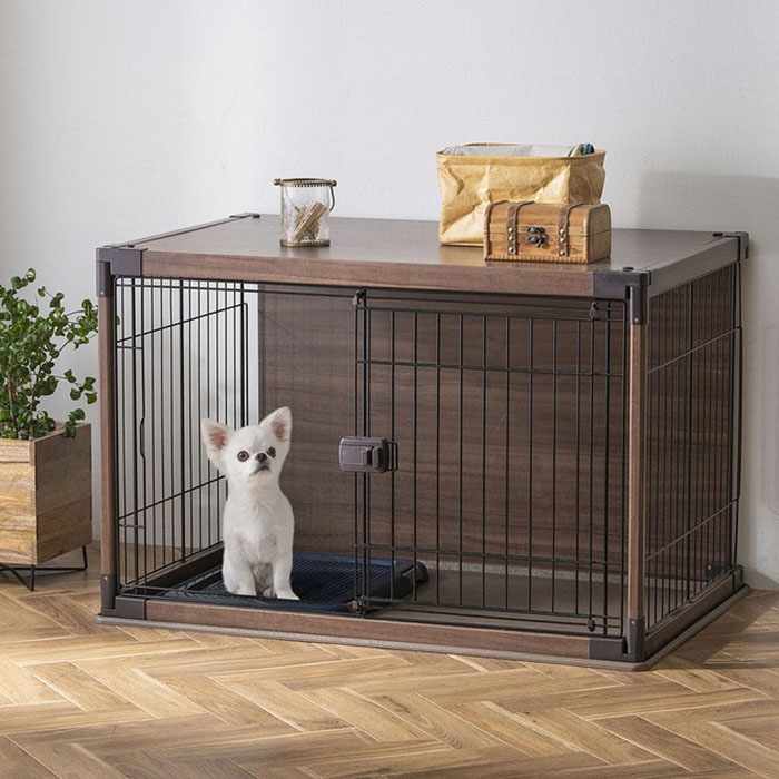 ペット用ケージ インテリアウッディサークル 97.5×66.5×63.5cm ダーク