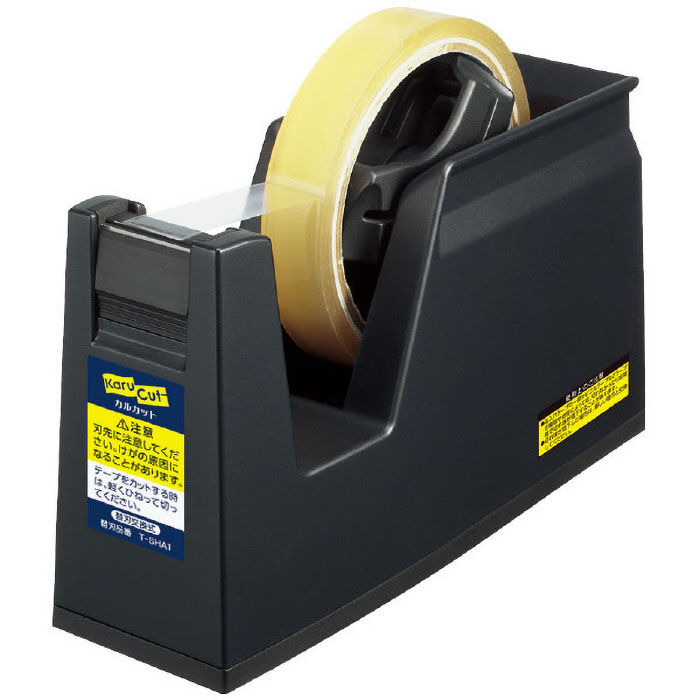 黒 プラスチック テープカッター プラス テープカッター ブラック 黒 大巻・小巻対応 37297 - アスクル