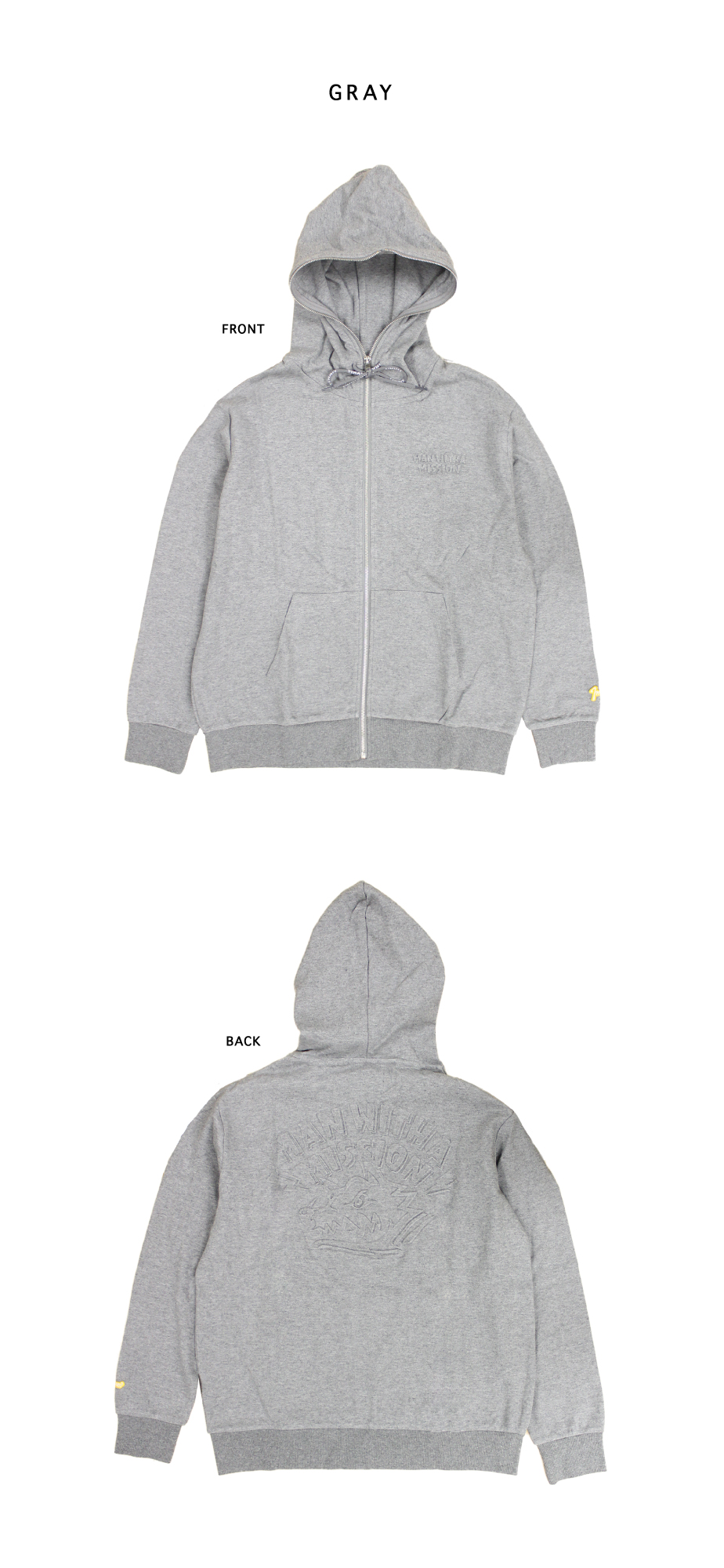 着払い】マンウィズアミッション パーカー Lサイズ グレー MAN WITH A
