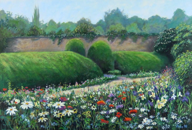 ヨーロッパ風景画・アンドリュープライス・「フラワーボーダー
