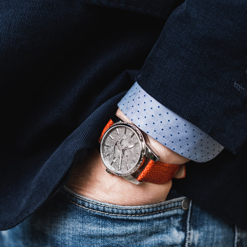 Damascus watch SAMURAI -Orange- - MUSHA Made In Japan