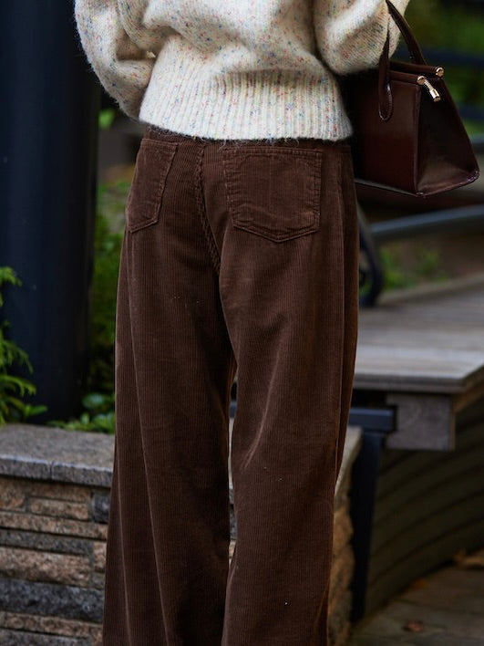 corduroy straight pants【dark brown】