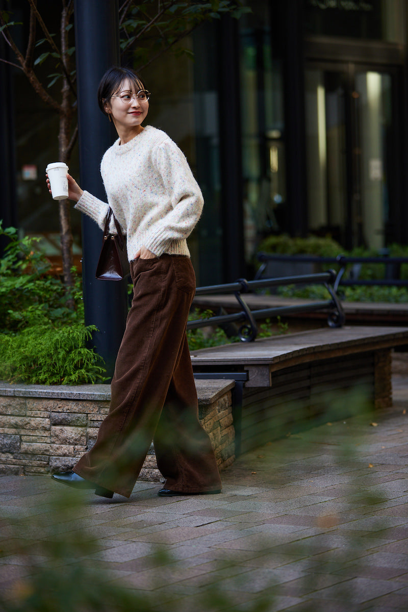 corduroy straight pants【dark brown】