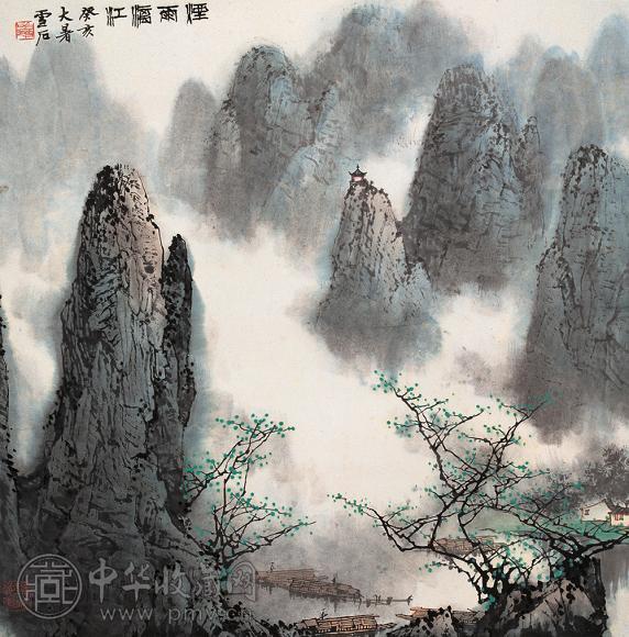 白雪石1983年作烟雨漓江立轴设色纸本收藏资讯|艺术家|书画家|书画名人