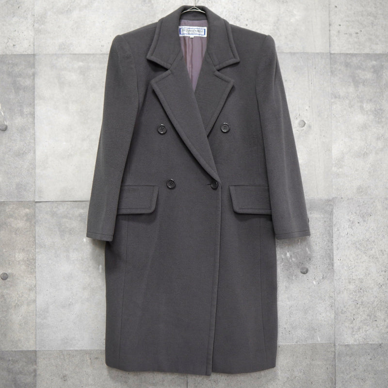 Yves Saint Laurent ベロア切替 ダブルブレストチェスターコート 新品