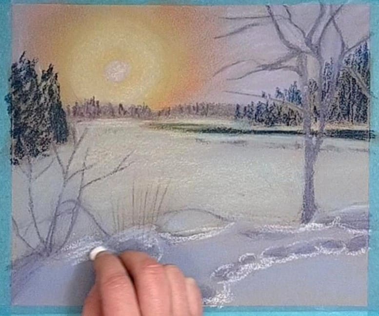 雪・描き方／雪景色をパステルで描く方法（雪原をパステルで書く
