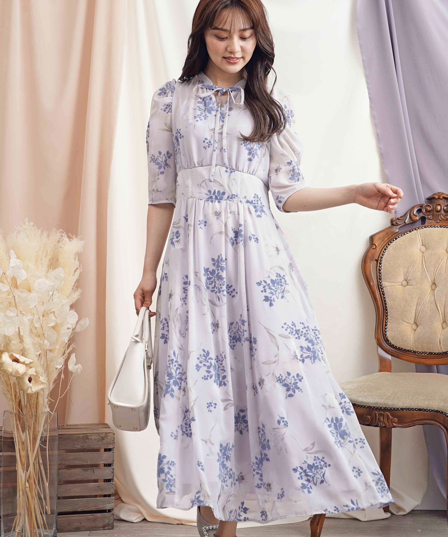 ジュエリーフラワーワンピース リリーフラワーワンピ | ロング