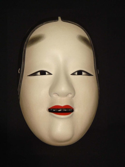 能面小面面袋付き伝統芸能アンティーク能面師作女面