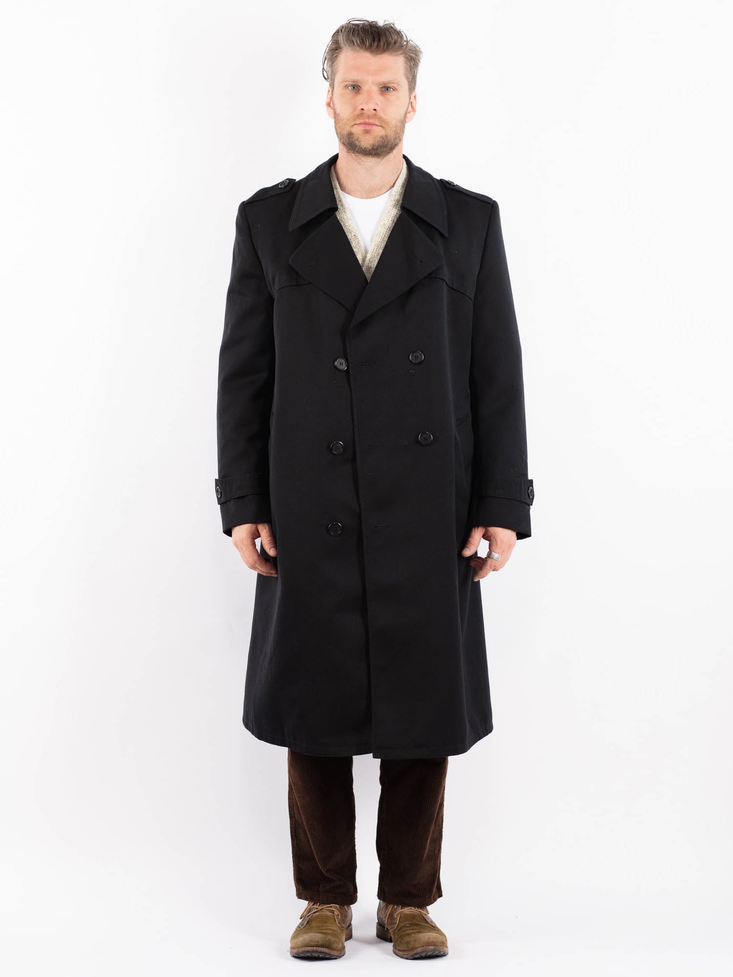 Online Vintage Store | Vintage 90's Men Wool Blend Trench Coat in