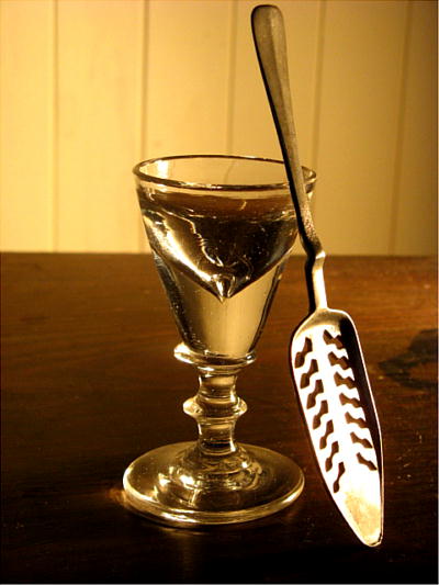 フランス アンティーク 厚手の吹き硝子 アブサングラス 3脚セット