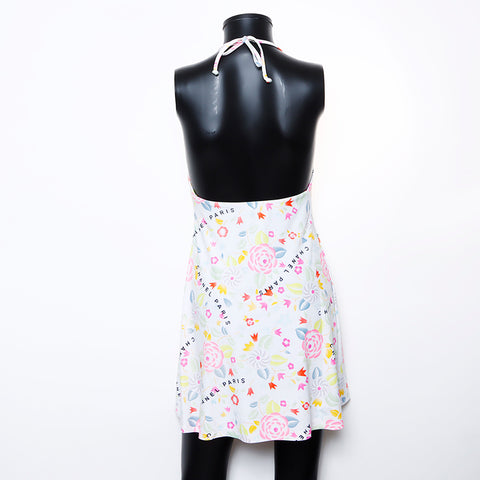 シャネル CHANEL シルク ノースリーブ 総柄 カメリアプリント ミニ