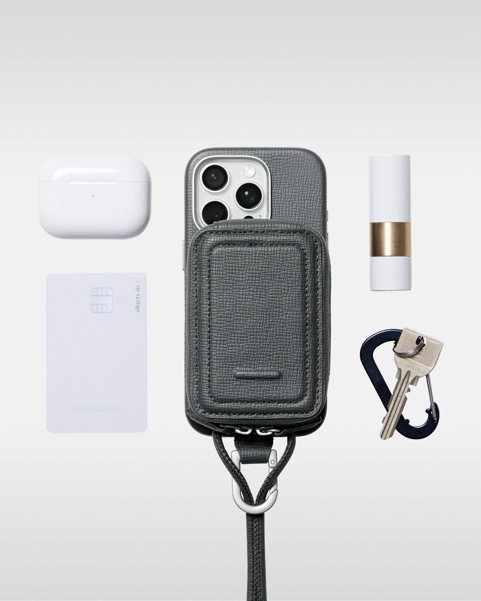 レザー製 iPhoneケース セット / ストラップ付スマホケース / スマホ