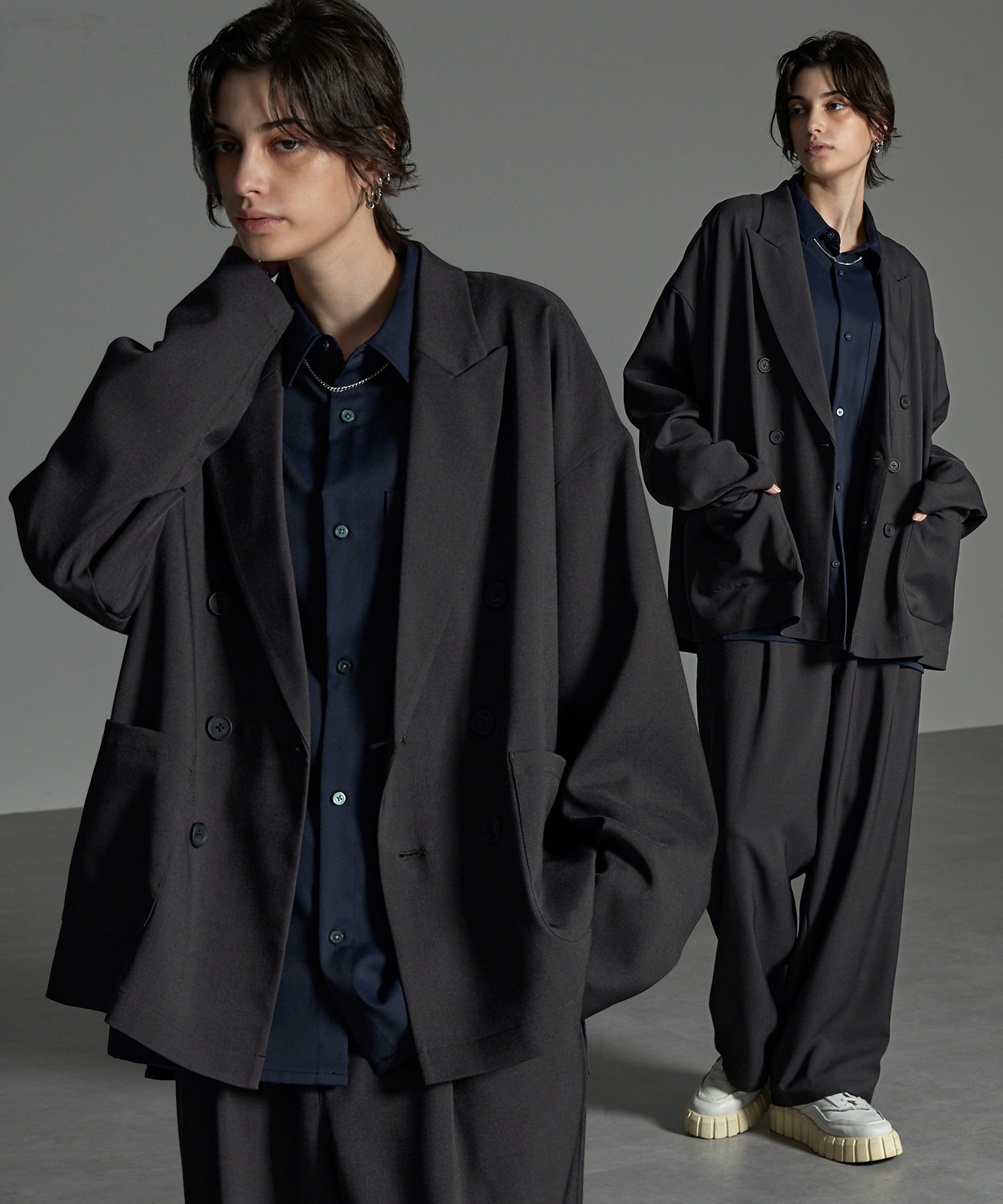 CIYOT-シヨウト-】セットアップ ドレープオーバーサイズWテーラー