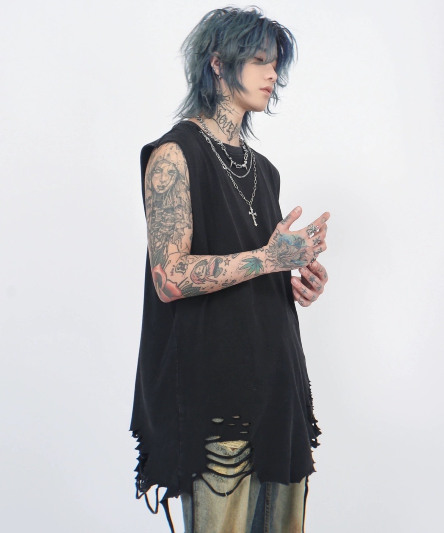 A'GEM/9 × .kom 『ARULE/アルール』チェーン付ダメージノースリーブ