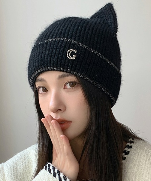 aeae ニット帽 水玉 ドット 韓国 ビーニー KOM ニット帽 ニット