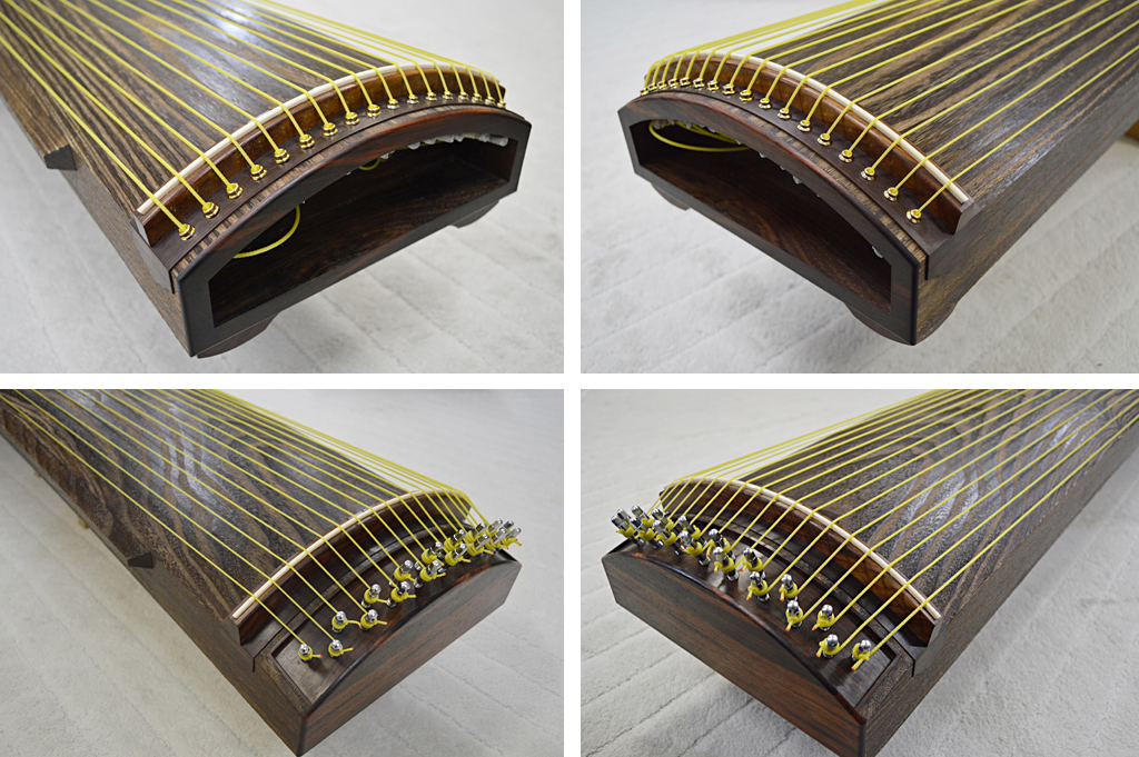 十七絃筝 紅木巻き、専用ケース付き，十七弦柱（大），十七絃猫足