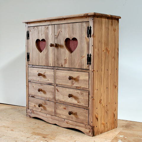 カントリー家具9ハートの3段チェスト