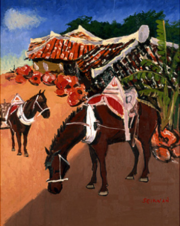 大嶺政寛水彩画沖縄風景（馬小屋）