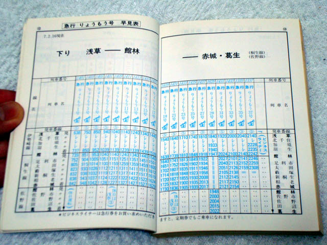 東武線時刻表1995を見てみる♪ - おきらく娯楽工房