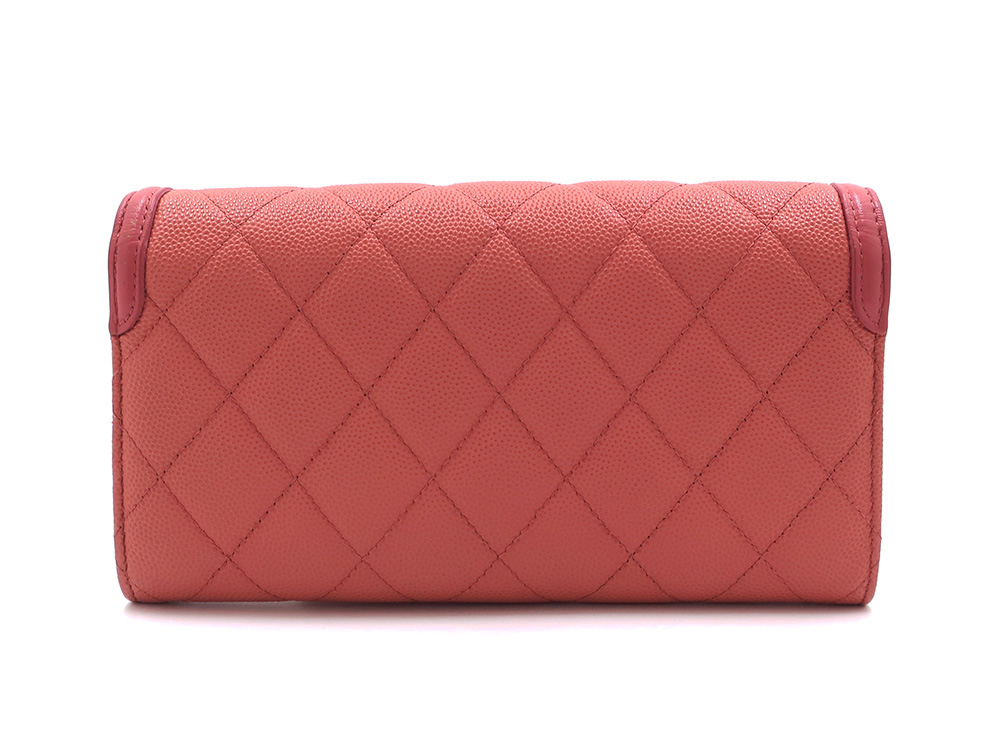 CHANEL ピンク 長財布キャビアスキン