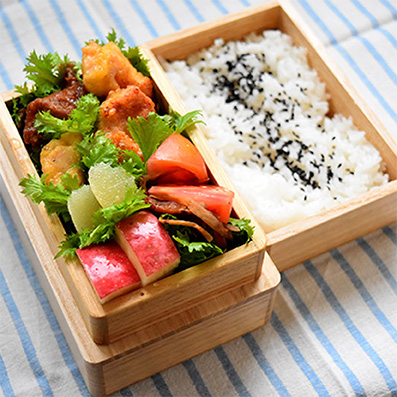 木の弁当箱 日本製 四角型二段 国産会津桐使用 | 美味しい田んぼ