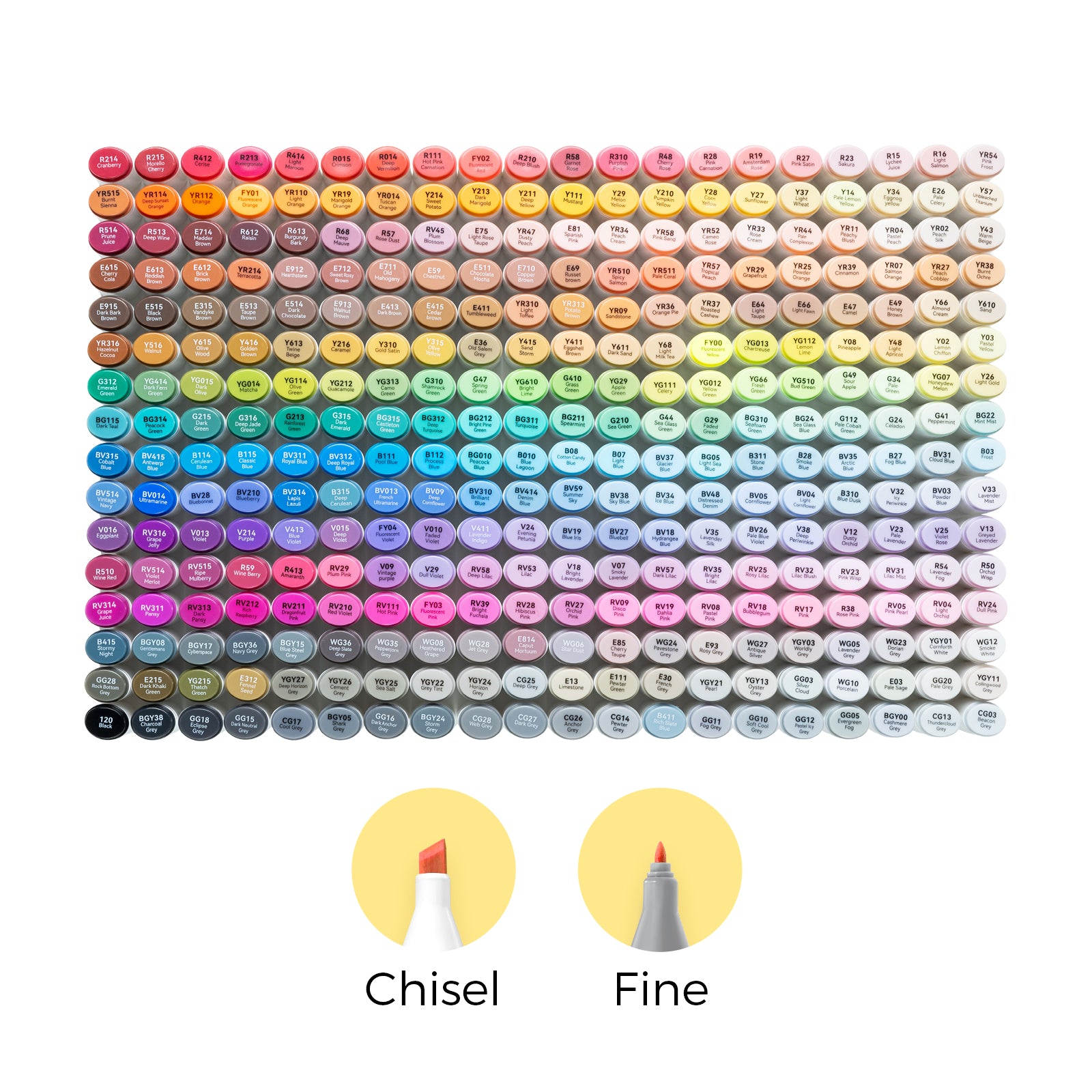 Ohuhu Oahu 320 Colors Dual Tips Alcohol Art Markers, Fine & Chisel (Ne