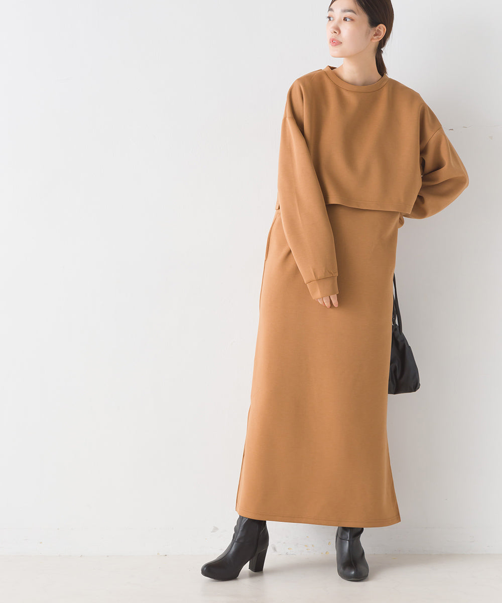 hbB】【OMNES】ダンボールニット ショートプルオーバー Vネック