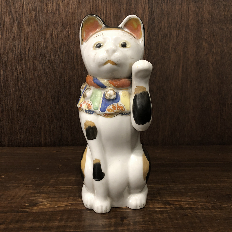 招き猫 古瀬戸 左招 23cm 当時物 骨董品 ジャパン アンティーク