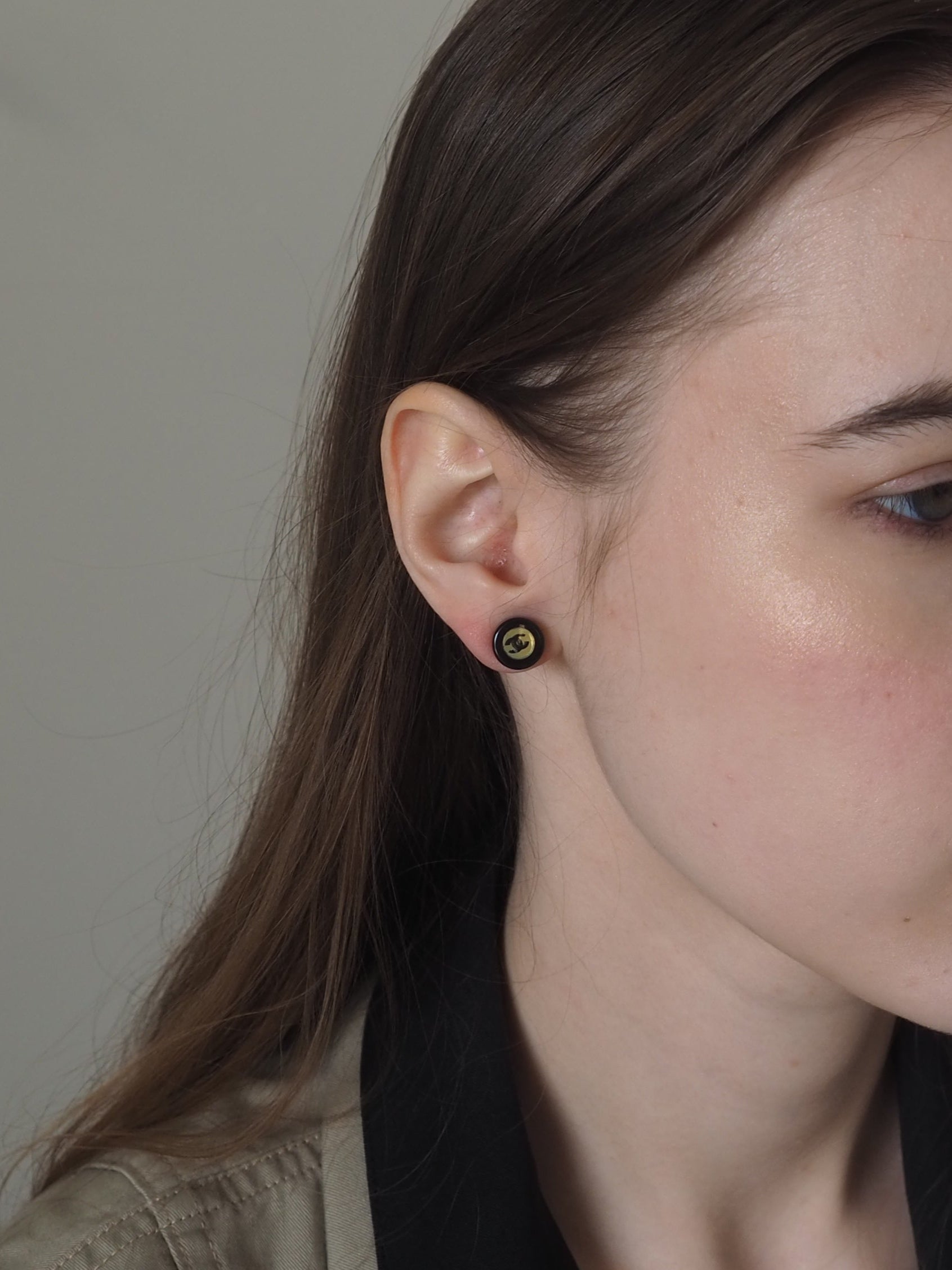 CHANEL シャネル ココ COCO クリア ミラー ピアス 01P ブラック