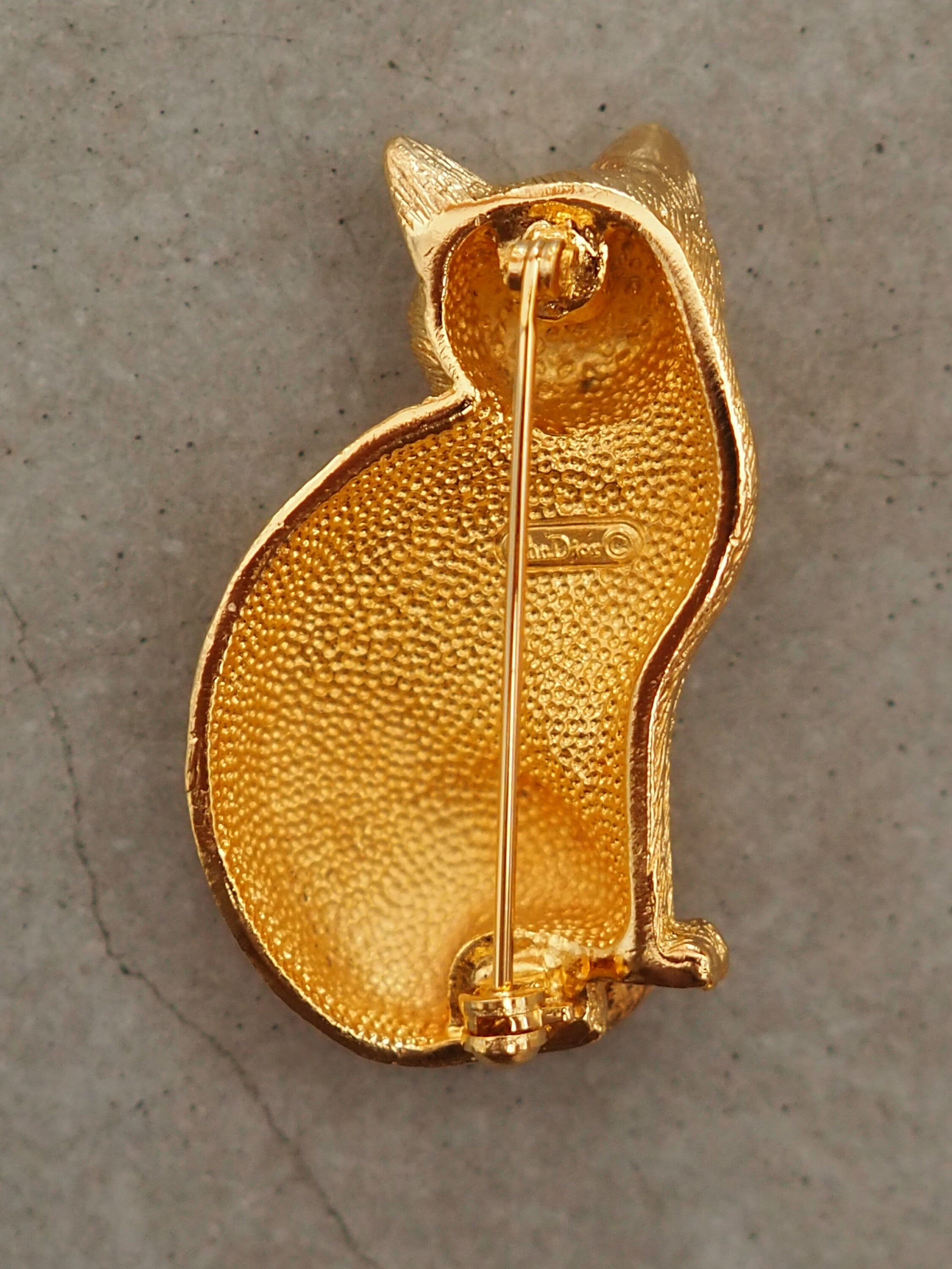 Christian Dior ディオール キャット ブローチ 猫 ゴールド ヴィンテージ