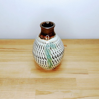 ♢民窯 九州陶磁 小鹿田焼 飛び鉋 大徳利 瓶 酒器 江戸時代 置物飾り