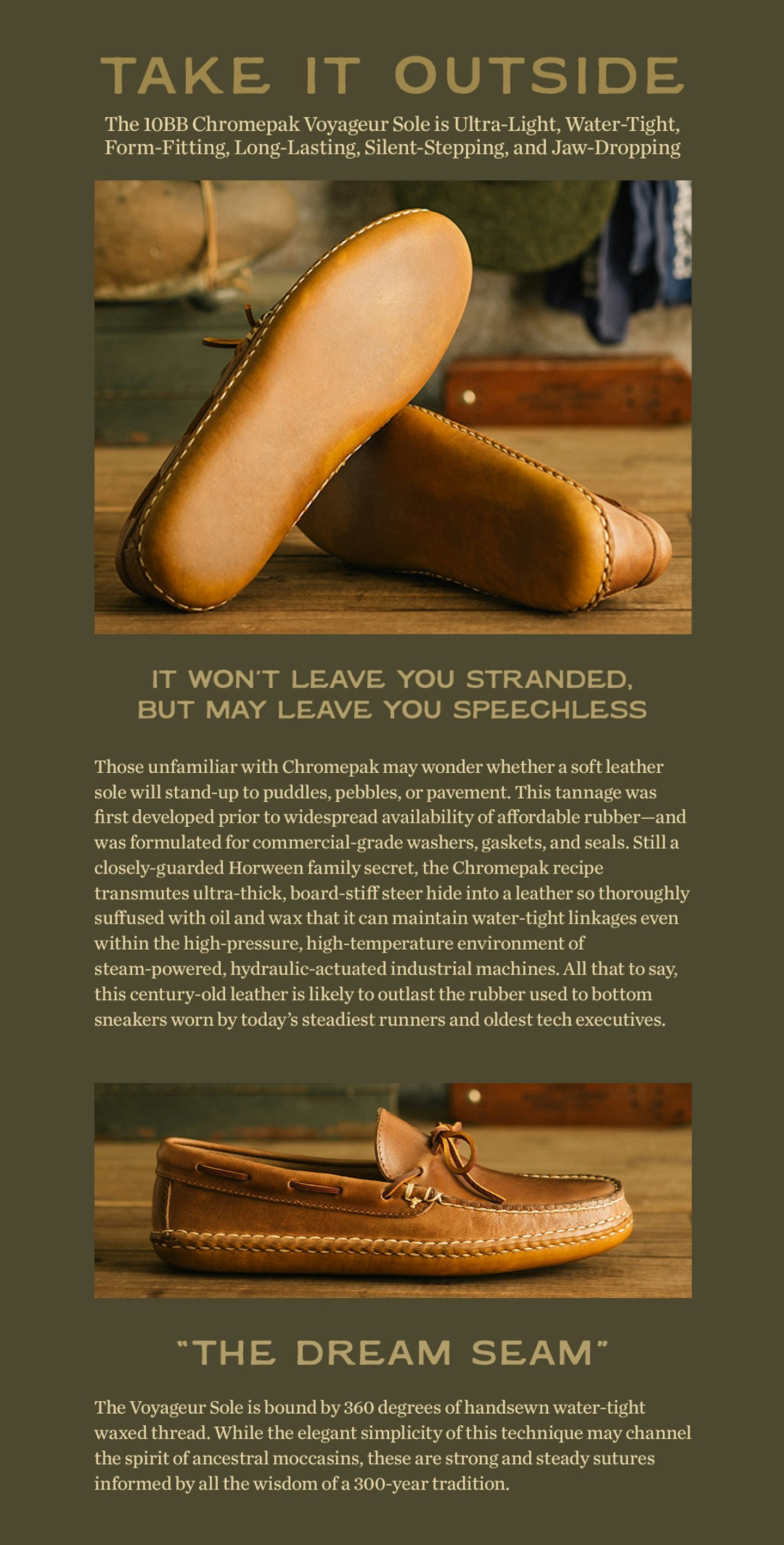 Woodland Moc - Horween Natural Chromexcel, Chromepak Voyageur Sole