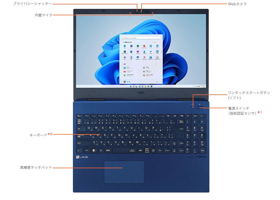 LAVIE N15、LAVIE Direct N15 各部の名称・サイズ｜NEC LAVIE公式サイト