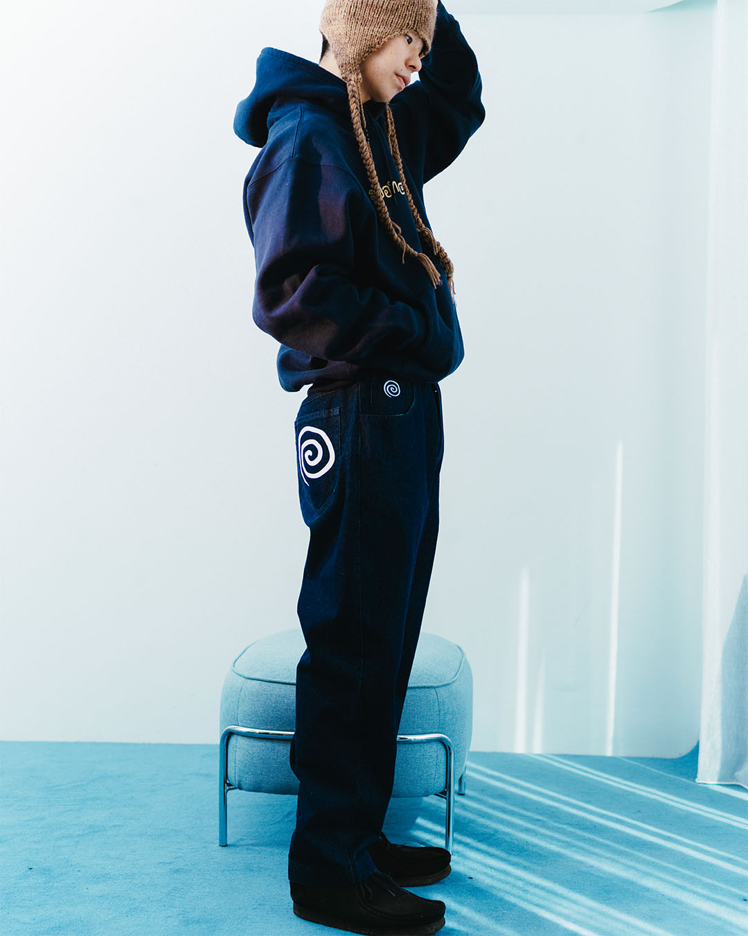 SOL】HAND-KNITTED FLIGHT CAP - BROWN