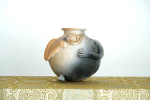 中国漢時代 灰陶加彩方壷 共箱 高さ43㎝ タカサニ 東な7-0301① 中国漢