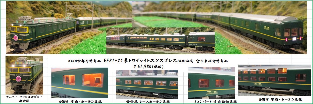 室内灯付 KATO EF81+10-869/870基本/増結 トワイライトセット 【公式通販】