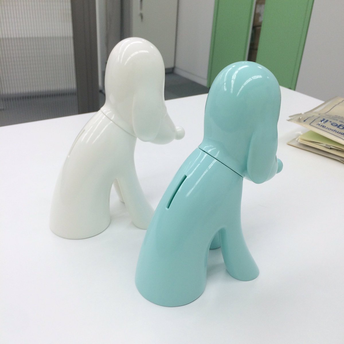 奈良美智 あおもり犬 水色 白 2個 貯金箱 青森県立美術館限定 奈良美智