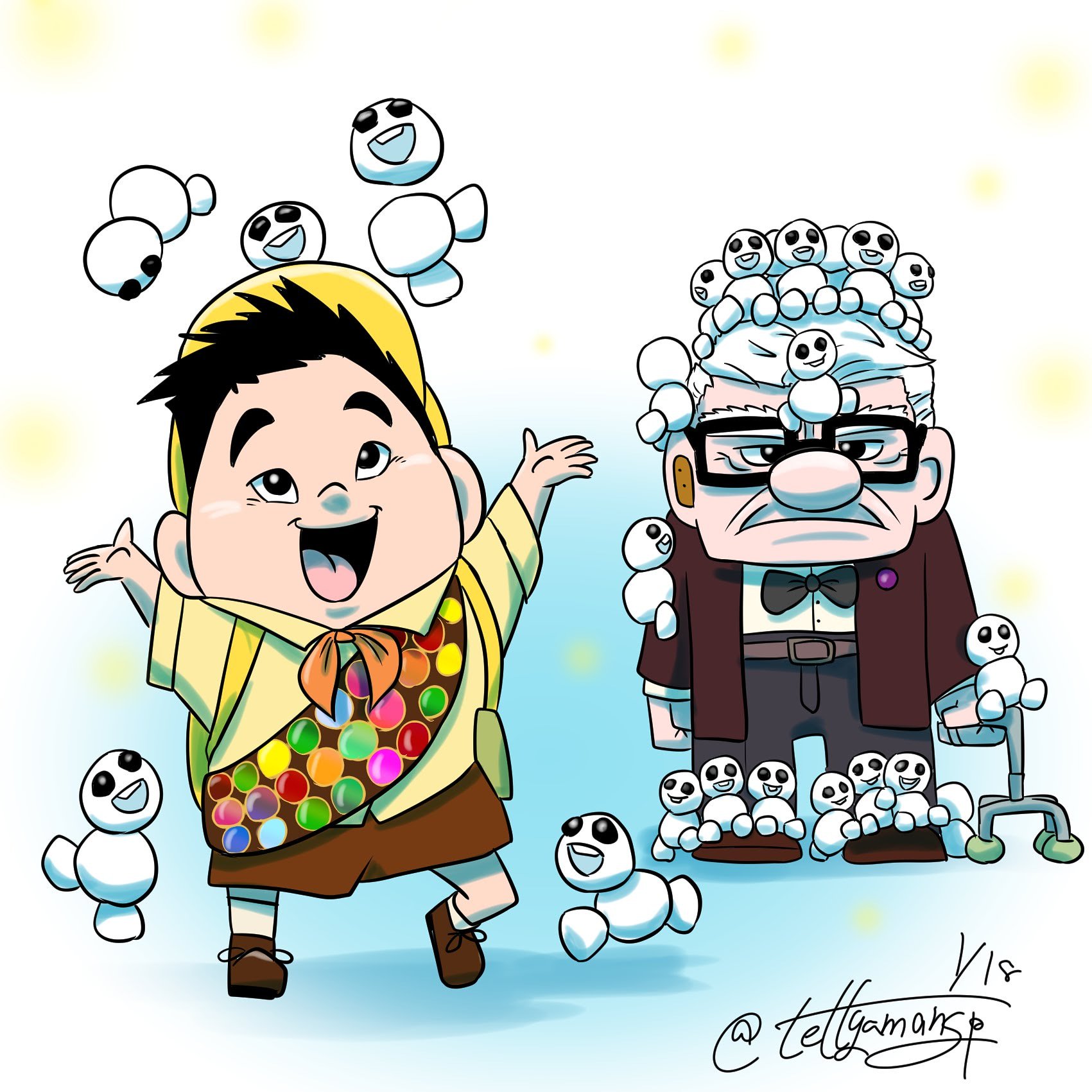 ディズニー・ピクサー 直筆サイン直筆イラスト カールじいさんの空飛ぶ